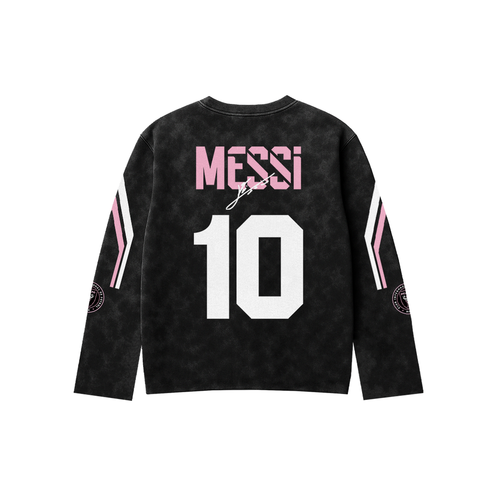 Messi Acid Wash Full Sleeve Tee