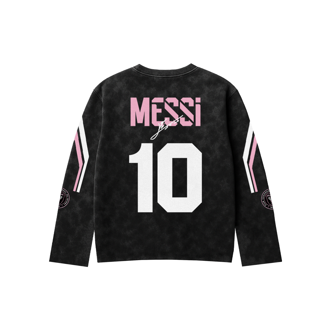 Messi Acid Wash Full Sleeve Tee