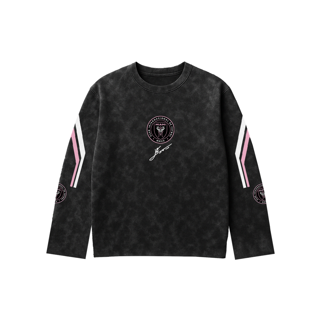 Messi Acid Wash Full Sleeve Tee