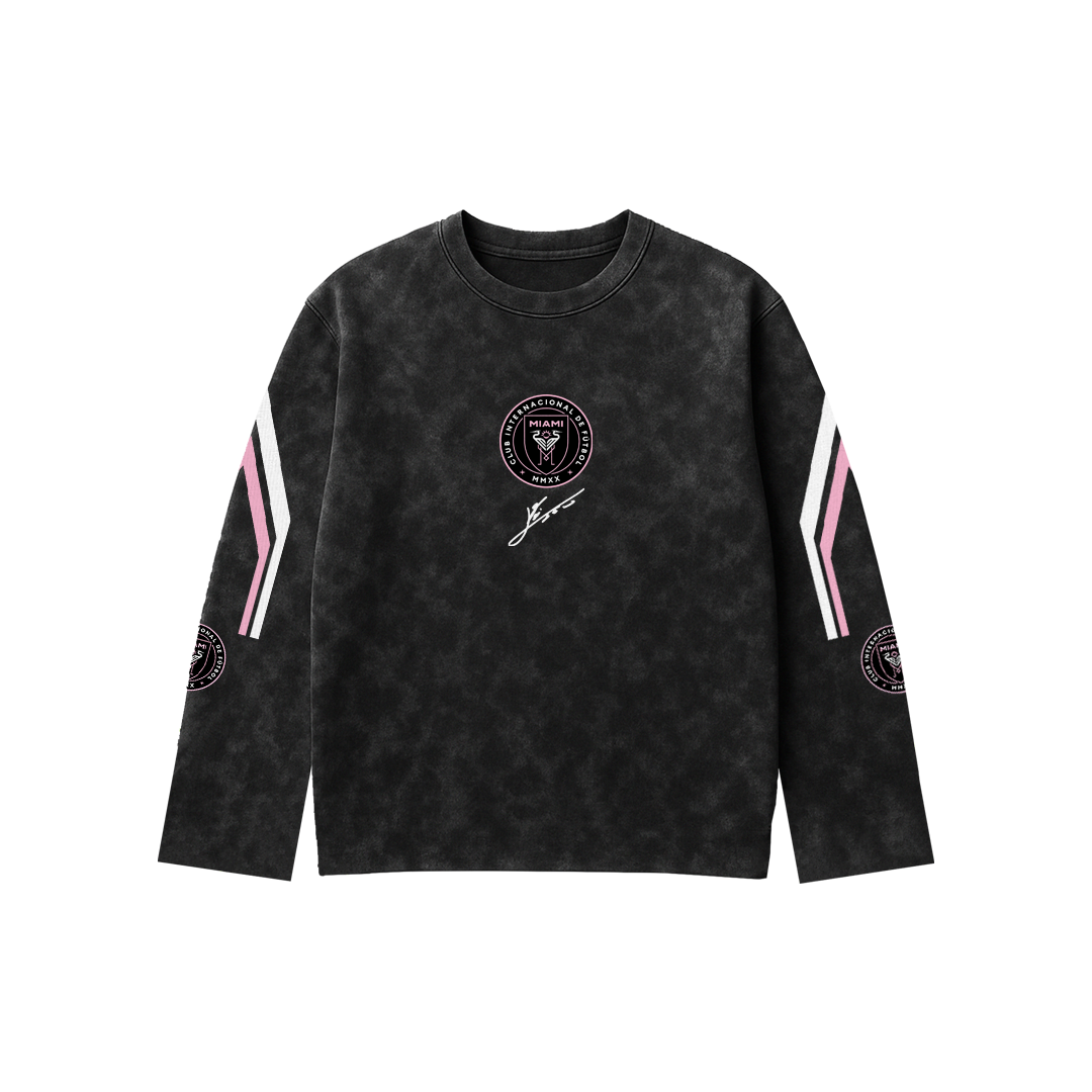 Messi Acid Wash Full Sleeve Tee